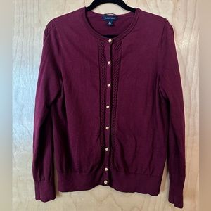 Land’s End Button Front Cardigan Sweater Womens Size M 100% Supima Cotton
